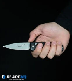 Boker Kalashnikov Dagger Automatic Knife Black (3.25" Satin D2) -Blade HQ Shop Boker Kalashnikov Automatic Knife Black Bead Blast KALS74 BHQ 0103 kp in hand web 12