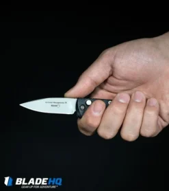 Boker Mini Kalashnikov Tanto Automatic Knife Black (2.5" D2 Black Serr) -Blade HQ Shop Boker Mini Kalashnikov Automatic Knife Black Bead Blast 01KALS73 BHQ 10758 kp in hand web 4