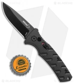 Boker Mini Strike Automatic Knife Black Aluminum (2.6" Black D2) -Blade HQ Shop Boker Mini Strike Auto Black Black 01BO436NSOI BHQ 99629 jr bottlecap
