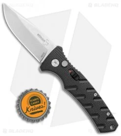 Boker Mini Strike Automatic Knife Black Aluminum (2.6" Stonewash D2) -Blade HQ Shop Boker Mini Strike Auto Black SW 01BO435NSOI BHQ 99628 jr bottlecap