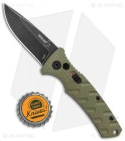 Boker Mini Strike Automatic Knife OD Green Aluminum (2.6" Smokewash D2) -Blade HQ Shop Boker Mini Strike Auto OD Green Smokewash 01BO437NSOI BHQ 99630 jr bottlecap