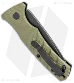 Boker Mini Strike Automatic Knife OD Green Aluminum (2.6" Smokewash D2) -Blade HQ Shop Boker Mini Strike Auto OD Green Smokewash 01BO437NSOI BHQ 99630 jr side
