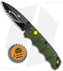 Boker Mini Warhawk Kalashnikov Dagger Automatic Knife Green (2.5" Black D2) -Blade HQ Shop Boker Mini Warhawk Kalashnikov Auto Dagger Green Black BHQ 113923 jr bottlecap