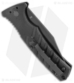 Boker Plus Strike Bowie Automatic Knife Black (3.25" Black ) -Blade HQ Shop Boker Plus Strike Bowie Auto Black Black BHQ 125300 jr side