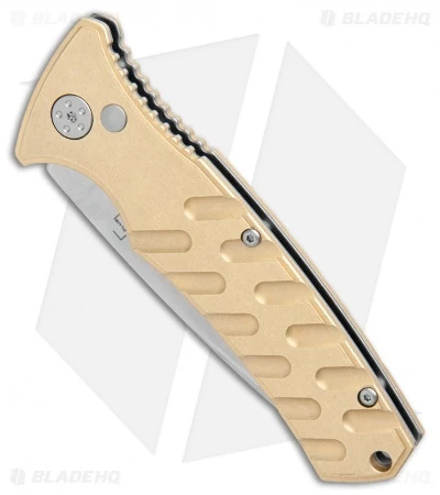 Boker Plus Strike Brass Automatic Knife (3.25" Stonewash) 2 Boker Plus Strike Brass Automatic Knife (3.25" Stonewash) - Image 2
