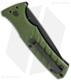 Boker Plus Strike Drop Point Automatic Knife OD Green (3.25" Black D2) 6 Boker Plus Strike Drop Point Automatic Knife OD Green (3.25" Black D2) -Blade HQ Shop Boker Plus Strike DP Auto OD Green Black BHQ 97033 jr side