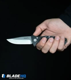 Boker Plus Strike Tanto Automatic Coyote Brown (3.25" Black SW Serr) 01BO425N -Blade HQ Shop Boker Plus Strike Drop Point Automatic Knife Stonewash 01BO400N BHQ 32040 kp in hand web 4