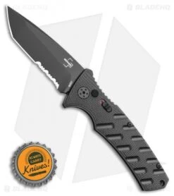 Boker Plus Strike Tanto Automatic Knife (3.25" Black Serr D2) -Blade HQ Shop Boker Plus Strike Tanto Automatic Knife 3.25 Black Serr 01BO401N LS Bottlecap