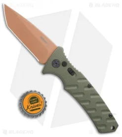 Boker Strike Tanto Desert Warrior Automatic Knife OD Green (3.25" Copper D2) -Blade HQ Shop Boker Plus Strike Tanto Desert Warrior OD Green copper BHQ 68520 jr bottlecap