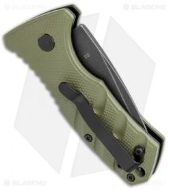 Boker Stubby Strike CA Legal Automatic Knife OD Green (1.9" Smokewash D2) -Blade HQ Shop Boker Stubby Strike CA Legal Auto OD Green Smokewash 01BO442NSOI BHQ 99648 jr side
