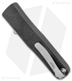 Boker USA OTF Automatic Knife Black Aluminum (3.5" Stonewash) -Blade HQ Shop Boker USA OTF Auto Black Aluminum SW 06EX260 BHQ 94101 jr side