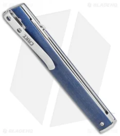CRKT CEO Liner Lock Knife Blue Linen Micarta (3.1" Satin S35VN) BHQ Exclusive -Blade HQ Shop CRKT CEO Liner Lock Knife Blue Linen Micarta 3.1in Satin S35VN BHQ Exclusive 7096BLS35 BHQ 117054 LS Side