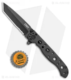 CRKT Carson M16-10KS EDC Tanto Frame Lock Knife (3" Black Serr) -Blade HQ Shop CRKT Carson M16 10KS EDC Tanto Tactical Zytel Black Serr BHQ 11420 jr bottlecap