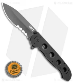 CRKT Carson M21-14G Big Dog Flipper Knife Black G-10 (3.875" Black Serr) -Blade HQ Shop CRKT Carson M21 14G Big Dog Flipper Knife Black G 10 3.875 Gray Serr BHQ 3149 LS Bottlecap