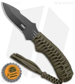 CRKT Crawford Thunder Strike Neck Knife Green Paracord (2.8" Black) 2032 -Blade HQ Shop CRKT Crawford Thunder Strike Neck Green Paracord Black BHQ 27278 jr bottlecap