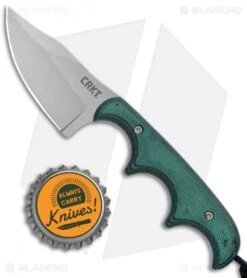 CRKT Folts Minimalist Bowie Fixed Blade Knife (2.15" Bead Blast) -Blade HQ Shop CRKT Folts Minimalist Bowie Neck Knife Black Green Micarta BB 2387 BHQ 7033 jr bottlecap