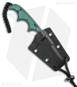 CRKT Folts Minimalist Bowie Fixed Blade Knife (2.15" Bead Blast) -Blade HQ Shop CRKT Folts Minimalist Bowie Neck Knife Black Green Micarta BB 2387 BHQ 7033 jr sheath