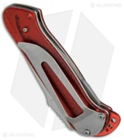 CRKT Rollock Pocket Knife Red Translucent (2.25" Polish Serr) 5212R -Blade HQ Shop CRKT Rollock Red Translucent Polish Serr 5212R BHQ 68539 jr side