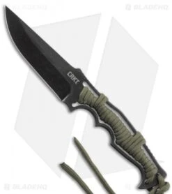 CRKT Tighe Breaker Fixed Blade Knife Green Paracord (4.25" Black Stonewash)1110
