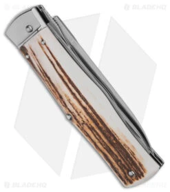 Mikov 241 Predator Lever Lock Automatic Knife W/ Saw Stag Horn (3.75" Polish) -Blade HQ Shop Mikov 241 Predator Lever Lock Automatic Knife w Saw Stag horn 3in Polish BHQ 174804 td side large